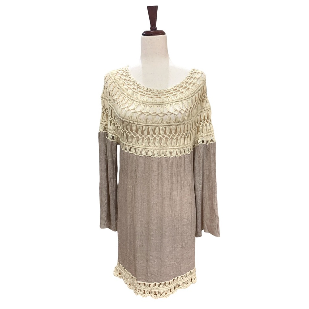 VELZERA Boho Crochet Swimsuit Dress Coverup Tunic Size L/XL